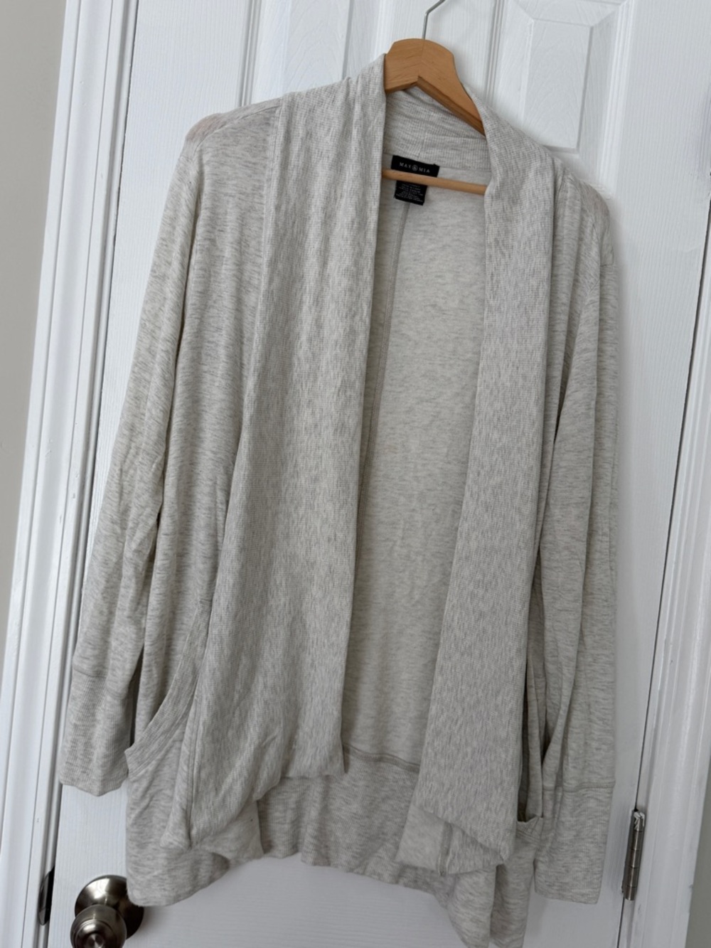 Soft Draped Cardigan in Light Heather Cream - Picture 10 of 12